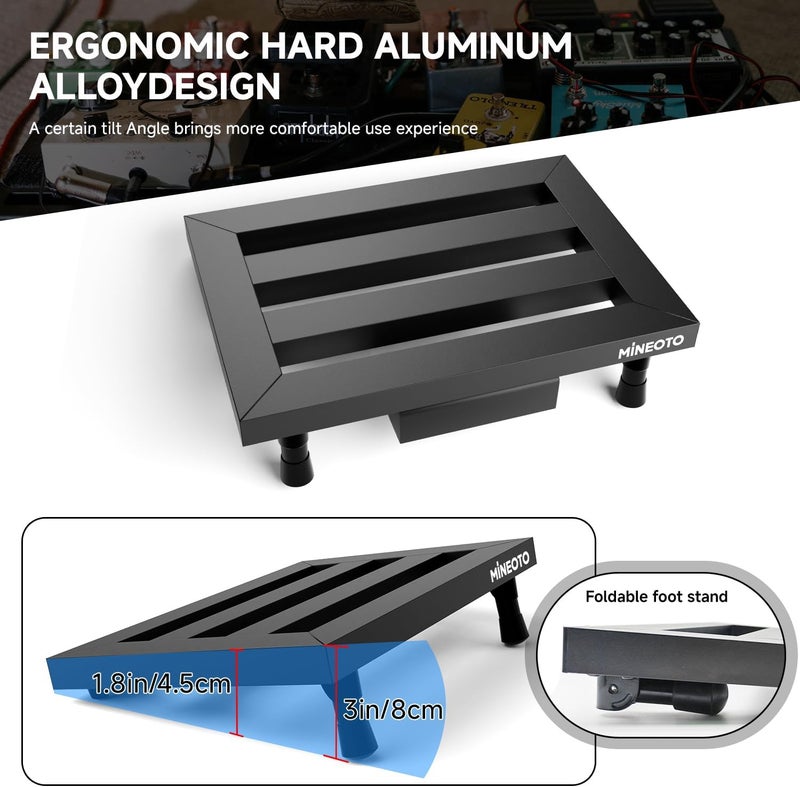 MIOTO 14”x10” Aluminum Alloy Guitar Pedal Board 1.4lb Super Light Small Effect Pedalboard with Carry Bag - Image 3
